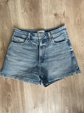 PAIGE Light Blue Vintage Wash Denim Shorts